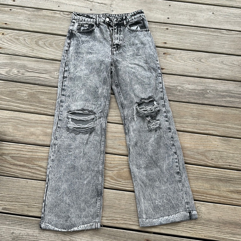 SHEIN jeans gray wash ripped jeans